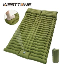 Almohadillas al aire libre colchón inflable con almohadilla doble para dormir con almohada de 2 personas Catchón turístico de campamento para caminatas Campo Air Matt 231018