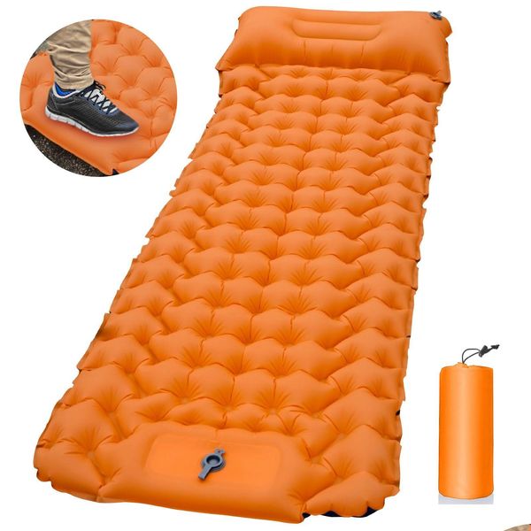 Almohadillas para exteriores Almohadillas para exteriores Slee Pad Cam Colchón inflable con almohadas Estera de viaje Cama plegable Tralight Air Cushion Senderismo Trekking Sp Dhuxo