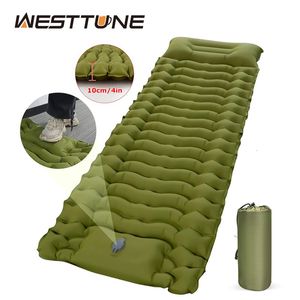 Coussinets d'extérieur Matelas de Camping épais en plein air, coussin de couchage gonflable ultraléger pour la randonnée, avec pompe à oreiller intégrée, tapis d'air 231018