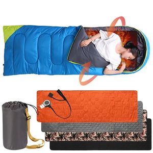 Tapis de couchage chauffant USB extérieur 5 Zones de chauffage coussin chauffant électrique à température réglable pour tapis de tente de Camping 198*60mm 231018