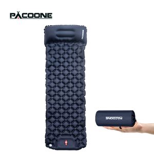 Almohadillas al aire libre PACOONE Camping Camping Pad Colchón inflable con almohadas Ultraligero Mat de aire Bomba de inflador incorporada Viaje Senderismo 221021