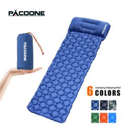 Outdoor Pads PACOONE Colchoneta para dormir para acampar al aire libre Colchoneta plegable para dormir Colchón inflado de playa con almohadas Colchoneta de aire ultraligera Viajes Senderismo 231018