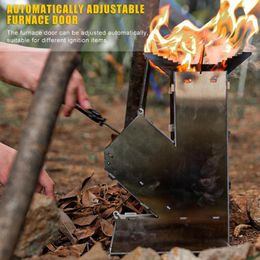 Outdoor Pads Draagbare Camping Stove Inklapbare Houtgestookte Burn RVS Rocket Stoves