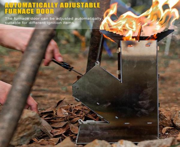 Almohadillas al aire libre Estufa de camping portátil Quema de leña plegable Quemadura de acero inoxidable Estufas de cohetes 2613678