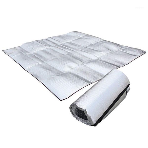 Almohadillas al aire libre portátil plegable plegable colchón para dormir estera de playa almohadilla impermeable papel de aluminio EVA camping picnic tapete inflable