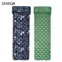 Outdoor Pads SFXEQR Colchón inflable para acampar Colchoneta para dormir al aire libre con almohadas Cojín de cama plegable de viaje ultraligero Senderismo Estera de trekking 230210