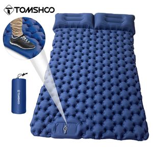 Outdoor Pads Tomshoo Dubbele Opblaasbare Matras Enkele Camping Mat met Luchtkussen Draagbare Waterdichte Backpacken Slaapmatje 231005