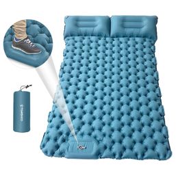 Almohadillas al aire libre Tomshoo Colchón inflable ultraligero con almohada Portátil Doble Compacto Colchoneta de aire Cama Campamento Impermeable Turista Dormir Pad 231204