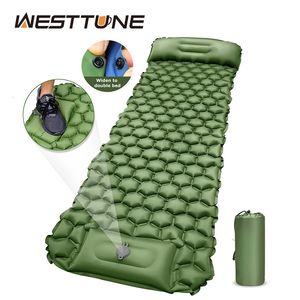 Tapis gonflable de Camping Westtune avec pompe à oreiller épissage matelas gonflable coussin de couchage extérieur tapis d'air de voyage pour la randonnée 231206