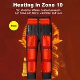 Outdoor Pants 10 zones de chauffage pantalons chauds pour hommes taille élastique USB 3 mode de température ski pêche pantalons chauds en plein air grande taille 6XL 231102