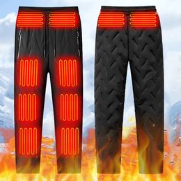 Outdoor Pants 10 Zones pantalons chauffants taille élastique USB pantalons de sport chauffants ski pêche moto extérieur décontracté pantalon thermique en peluche 231202