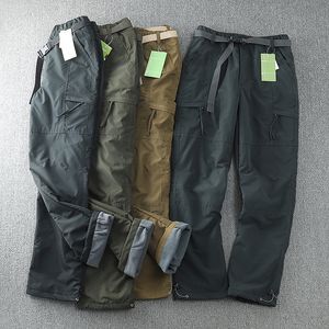 Outdoor Pants Germany Windproof Waterproof Plush Soft Shell Men's Straight Multi Bag Overalls Camping Hunting Equipment Trousers 221203