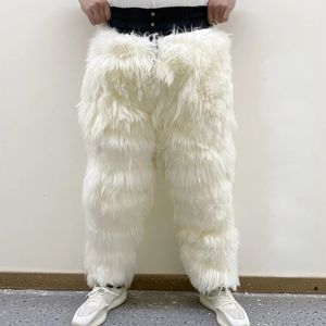 Outdoor Pants Pantalon en laine taille haute pour hommes épais chaud hiver Trauss doublure en fourrure longue laine en mousseline de soie en plein air vêtements pour hommes sac pantalon 231103