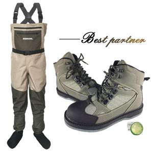 Pantalon d'extérieur JEERKOOL Waders de pêche à la mouche Chaussures Waders Chaussures de pêche Pantalons Bottes de pêche Aqua Set Rock Sports Waders Felt Sole Hunt 230311