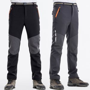 Buiten broek Reflecterende heren Winterwandelende mannen Warm fleece softshell broek sport dikke wandelen skiën waterdichte 221122