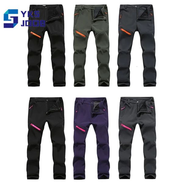 Outdoor Pants Hiver randonnée polaire pantalon hommes femmes coupe-vent en peluche thermique couleur unie pantalon extérieur décontracté Camping Treking escalade pantalon 231211