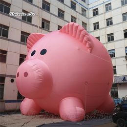 Desfile al aire libre rendimiento gigante inflable Rosa cerdo Animal globo 6mH (20 pies) lindo publicidad modelo de cerdo soplado por aire para evento