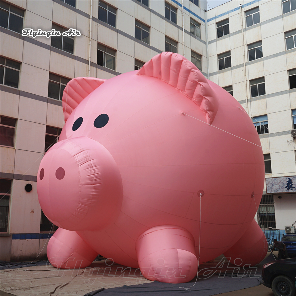 Utomhusparadprestanda Giant Uppblåsbar rosa grisdjur Ballong 6 MH (20ft) Söt reklamluftsblåsad grismodell för evenemang