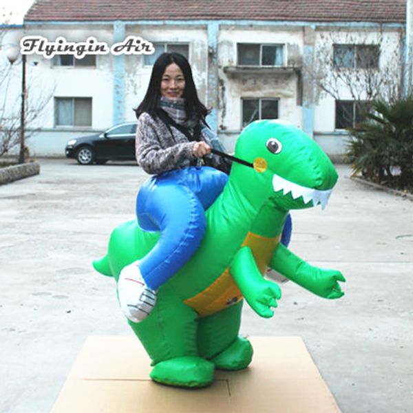 Jeu de fête en plein air jouets drôle marche gonflable Costume de dinosaure en cours d'exécution 1m adulte portable sauter costumes de mascotte de dinosaure pour l'événement