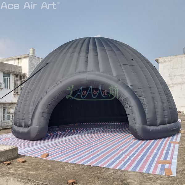 Fiesta al aire libre Igloo Inflable Dome Tent Refugio negro con soplador de aire para la reunión o promoción de amigos/publicidad/ventas de bebidas