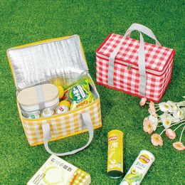 Outdoor Picnic Bag Thickened Aluminum Film Insulation Box Portable Basket Camping With Foldable Frame 240516
