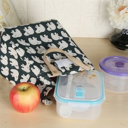 Buiten Picnic Tassen Verwarmde osse canvas geïsoleerde tas Thermisch voedsel Koeler Tote Case Lunch Box voor vrouwen Kids 220727