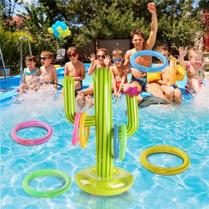 Outdoor Sport Toy Swimming Pool Inflatable Cactus Ring Toss Game Set Christmas Reindeer Antler Rabbit Toys Beach Party Kids Adults Favors Supplies Bar Travel