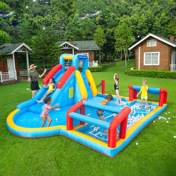 Playage en plein air pour les enfants Playing de football gonflable Playground Multi fonctions Water Skumping Games Volleyball et football Field Sports Court Fun Toys