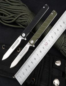 Cortador de papel de cuchillo plegable de bolsillo al aire libre Reemplazar el escala del cuidadón 440C G10 Mango Travel Camping EDC Tool6020024