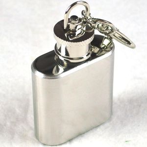Mini flacon de hanche en acier inoxydable de 1 oz avec porte-clés Bouteille de vin en plein air de fête portable avec porte-clés Livraison gratuite JL3494