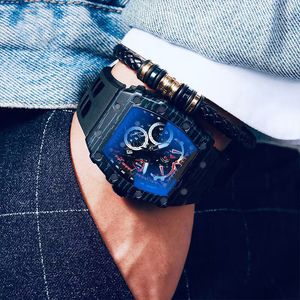 Relojes de esqueleto de crimen portátiles al aire libre para mujer reloj de cuarzo bisel cuadrado de moda con esfera múltiple trabajo montre homme novedad reloj de pulsera creativo para hombre xb11