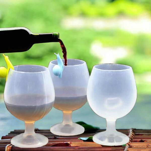 En plein air Portable en caoutchouc vin bière verre debout gobelet Silicone tasse verres à vin tasses à bière pour Camping avec expédition rapide