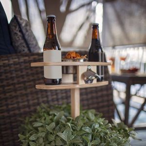 Soporte portátil para copas de vino de madera maciza para exteriores, mesa de cerveza desmontable enchufable con abrebotellas, muebles de 40x20x10cm, 1 pieza de campamento