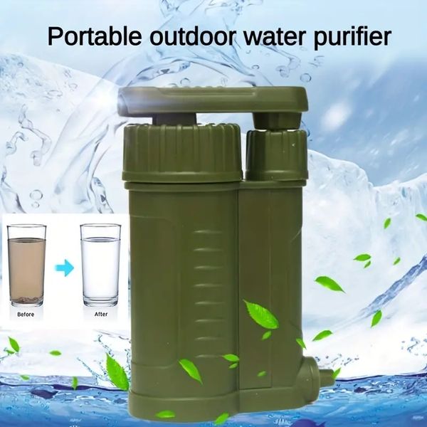 Pompe de filtre à eau portable extérieure, purificateur d'eau à grand débit de haute précision, adaptée au camping, à la randonnée, aux voyages et aux urgences en plein air, équipement de survie portable