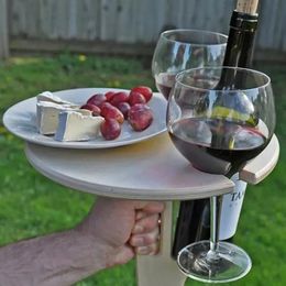 Mesa de vino portátil al aire libre soporte de madera Picnic elegante Mini para fiesta CANQ889 muebles de campamento