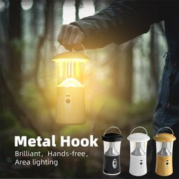 Oplaadbare camping Lantaarn Tricolor Diming Multi Camping Lamp 360 ° Strong Light Emergency Lighting Tent Chandelier 240528