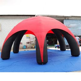 Tienda de campaña con cubierta roja para exteriores, 10 mD (33 pies) con arco de soplador, carpa portátil de 6 patas para publicidad, tienda de araña inflable, cúpula emergente gigante sin paredes laterales para eventos