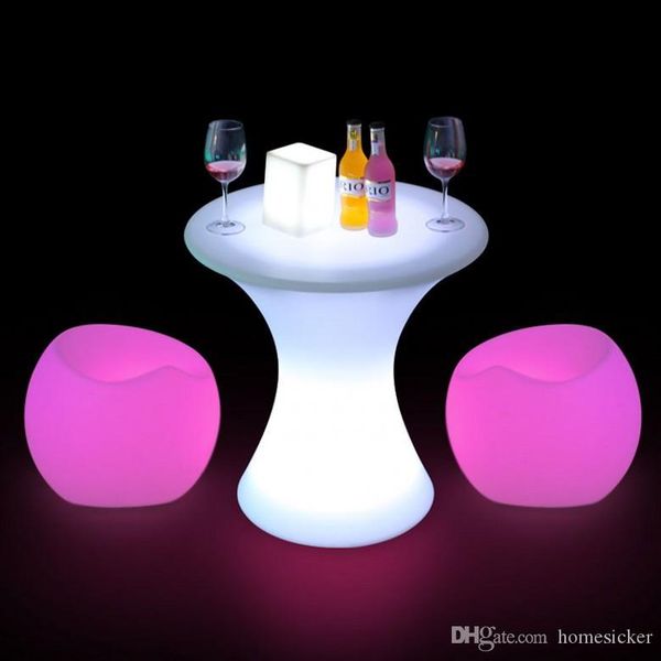 Tabouret extérieur de lumière LED de contrôle à distance jardin extérieur en plastique LED allume des meubles hautes Tables et chaises de Bar à Cocktail