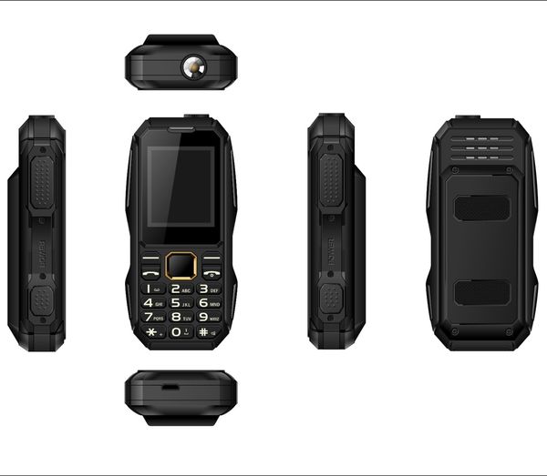 Teléfono resistente al aire libre de 1,8 pulgadas a prueba de golpes a prueba de polvo teléfonos móviles desbloqueados tarjeta SIM dual GSM FM Radio antorcha pulsador teléfono móvil celular
