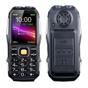 Outdoor robuuste functie telefoon 2,4 inch schokbestendig stofdichte ontgrendelde mobiele telefoons dubbele simkaart zaklamp gsm fm radio twee fakkel grote stem push-knop mobiele telefoon