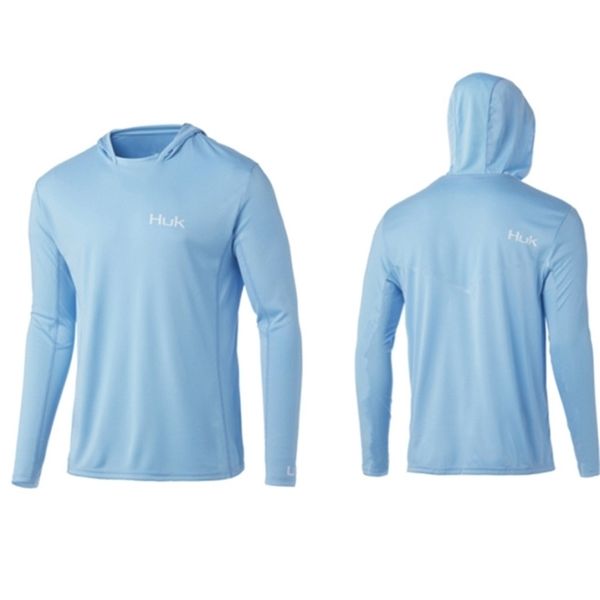 Camisas al aire libre Pesca HUK Ropa de pescado Camiseta de manga larga UPF 50 Capucha Protección solar Uv Chaqueta de pesca transpirable Ropa de hombre 220923