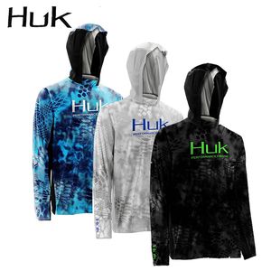 Outdoor shirts Huk Men Fishing Long Sleeve Hooded Shirts Blusas Para Pesca Fishing Performance Apparel Camisa de Pesca UV Manga Longa 230817