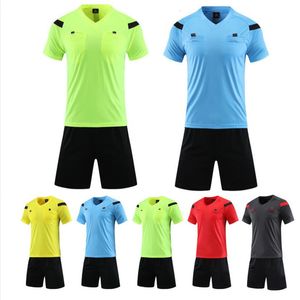 Outdoor Shirts Mannen Voetbal Scheidsrechter Voetbal Pakken Korte Mouw Scheidsrechter Jersey Shorts Sets Voetbal Professionele Competitie Training Trainingspak 230726