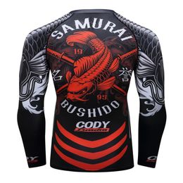 Chemises d'extérieur MMA T-shirt Hommes Rashguard Jiu Jitsu Bjj T-shirt À Manches Longues Fitness Muay Thai Boxe Sport Pull Mma Rashguard Boxe Jersey 230203