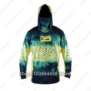 Chemises extérieures Hoodie de pêche pélagique chemise de pêche à manches longues pour hommes à manches longues Masque à capuche à manches longues Masque Camisa de Pesca 230817