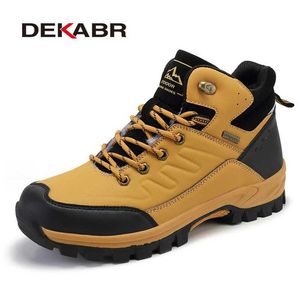 DEKABR Merk Winter Mannen Snowboots Warme Pluche Heren Laarzen Waterdichte Lederen Enkellaarsjes Top Kwaliteit Antislip Heren Wandelschoenen YQ240301