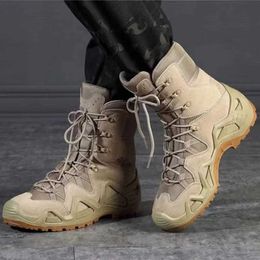 Zapatos al aire libre Sandalias Hombres de alta calidad Botas tácticas High-Top Fanáticos del ejército Zapatos de senderismo Deportes al aire libre Botas de combate Impermeable Taticas extranjeras Masculino YQ240301