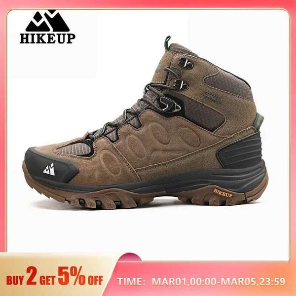 Outdoor Shoes Sandales HIKEUP haut de gamme hommes botte de randonnée hiver chaussures de plein air à lacets antidérapant sport décontracté Trekking bottes homme daim chaussures chaudes YQ240301