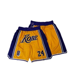 Short de plein air pour homme 8 24 Legend Retro Short de basket-ball jaune brodé avec poches adapté aux sports de plein air 230711