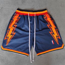 Short d'extérieur MM MASMIG Navy Golden State Flash imprimé avec poches zippées Curry Street Style pantalon d'entraînement sportif 230627